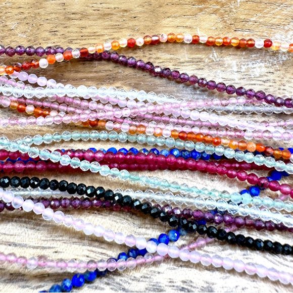 Faceted Natural Crystal Beaded Anklets - Picture 3 of 6